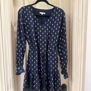 Skies Are Blue Navy Dress with Metallic Teardrop Print